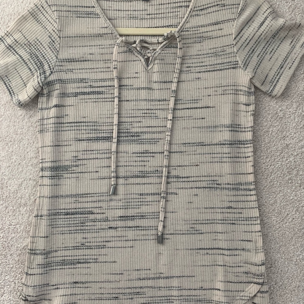 Lisa Rinna Speckled Lace Up Top